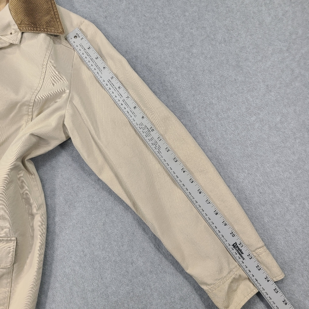 LL Bean Field Barn Work Chore Coat Jacket Small Regular Khaki Plaid Lined 267093 - Picture 8 of 13